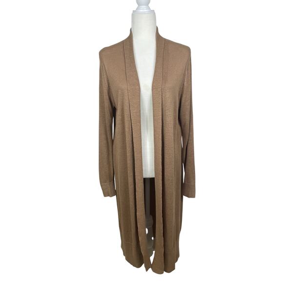 Banana Republic Linen Blend Long Line Cardigan Minimalist Quiet Luxury Sz Medium - Picture 2 of 11